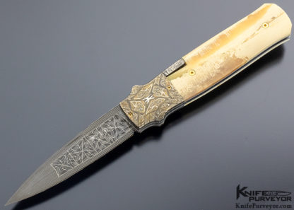 W.D. Pease Custom Knife Fossil Mammoth Bone with Hank Knickmeyer and Robert Eggerling Mosaic Damascus Side Lock