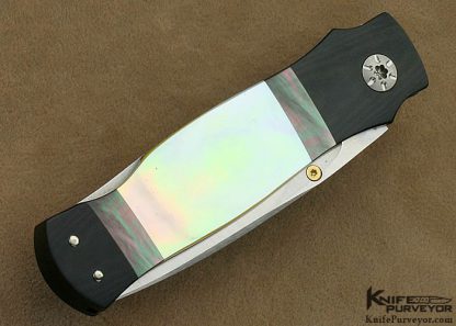 W.D. Pease Custom Knife South Seas Gold Lip Pearl Shell, Black Lip Tahitian Pearl Shell and Black Micarta Lockback Dagger - Image 3