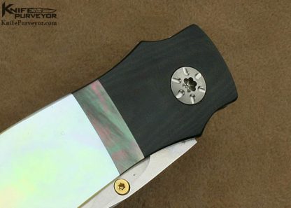 W.D. Pease Custom Knife South Seas Gold Lip Pearl Shell, Black Lip Tahitian Pearl Shell and Black Micarta Lockback Dagger - Image 4