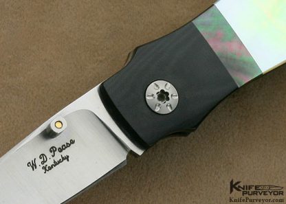 W.D. Pease Custom Knife South Seas Gold Lip Pearl Shell, Black Lip Tahitian Pearl Shell and Black Micarta Lockback Dagger - Image 2