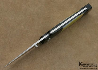 W.D. Pease Custom Knife South Seas Gold Lip Pearl Shell, Black Lip Tahitian Pearl Shell and Black Micarta Lockback Dagger - Image 6