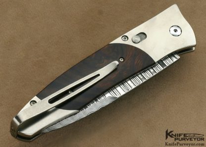William Henry Custom Knife Desert Ironwood & Damascus B30 TIW Button Lock Auto - Image 3