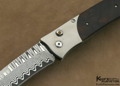 William Henry Custom Knife Desert Ironwood & Damascus B30 TIW Button Lock Auto - Image 2