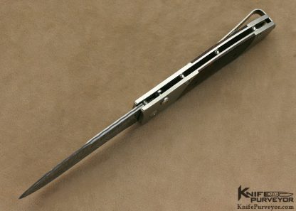 William Henry Custom Knife Desert Ironwood & Damascus B30 TIW Button Lock Auto - Image 4