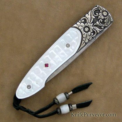 William Henry Custom Knife Carved Mother of Pearl T10 Collectors Knife #120423 - Image 3