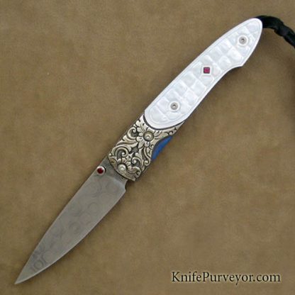 William Henry Custom Knife Carved Mother of Pearl T10 Collectors Knife #120423