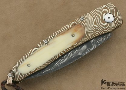 William Henry Custom Knife Stainless Damascus & Mammoth Ivory T09 Custom Linerlock - Image 4