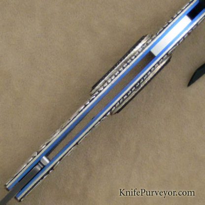 William Henry Custom Knife Carved Silver & Onyx Inlaid Linerlock - Image 4