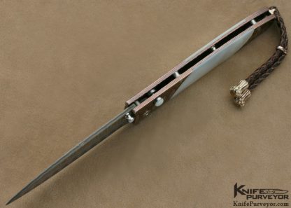 William Henry Custom Knife Mother of Pearl Shell & Copper Wave Damascus & Wave Mokume Button Lock - Image 7