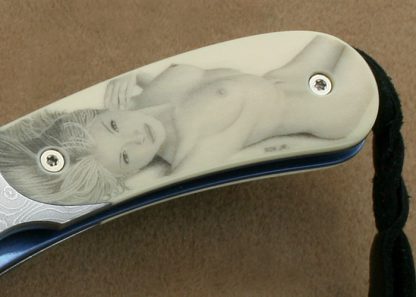 William Henry Custom Knife Stainless Damascus & Mammoth Ivory T09 Custom Linerlock - Image 3