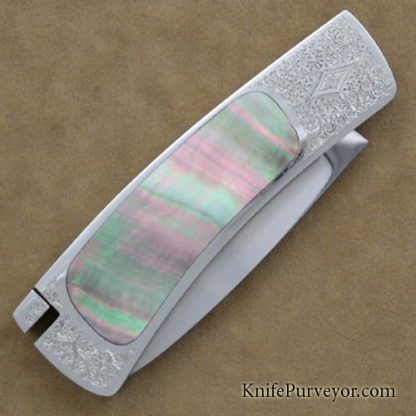 Willie Paulsen Custom Knife Blacklip Pearl Engraved Tail Lock - Image 3