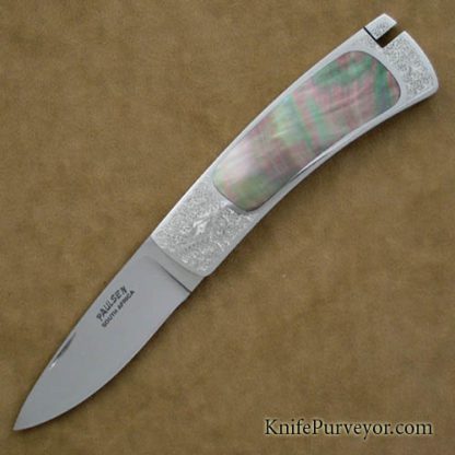 Willie Paulsen Custom Knife Blacklip Pearl Engraved Tail Lock