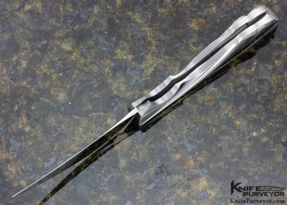 Wolfgang Loerchner Custom Knife Fluted Steel and Damascus "Wing" Lockback With an Non-Etched Damasteel Fluted Blade - Image 5