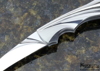 Wolfgang Loerchner Custom Knife Fluted Steel and Damascus "Wing" Lockback With an Non-Etched Damasteel Fluted Blade - Image 2