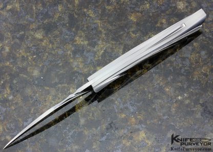 Wolfgang Loerchner Custom Knife Fluted Steel and Damascus "Wing" Lockback With an Non-Etched Damasteel Fluted Blade - Image 4