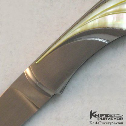 Wolfgang Loerchner Custom Knife Fluted Goldlip Pearl Lockback - Image 2