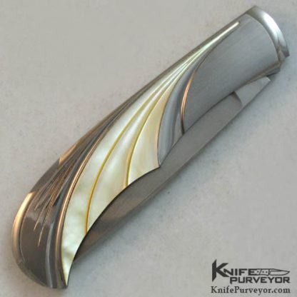 Wolfgang Loerchner Custom Knife Fluted Goldlip Pearl Lockback - Image 3