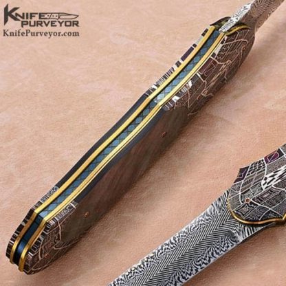 Owen Wood Custom Knives Blacklip Pearl & Chevron Damascus Dagger - Image 4