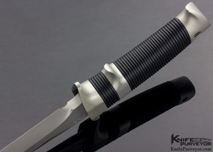 W.W. Cronk Custom Knife Subhilt Bowie with Stacked Ribbed Rubber O-Ring Scales - Image 5