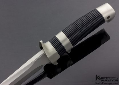 W.W. Cronk Custom Knife Subhilt Bowie with Stacked Ribbed Rubber O-Ring Scales - Image 4