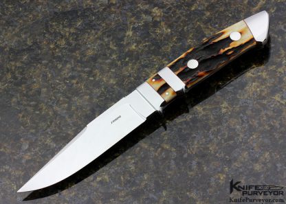 John Young Custom Knife Amber Stag Subhilt with Sheath