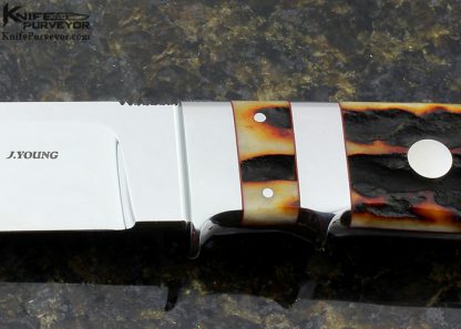 John Young Custom Knife Amber Stag Subhilt with Sheath - Image 2