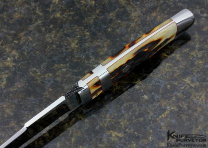 John Young Custom Knife Amber Stag Subhilt with Sheath - Image 4