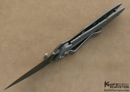 Zoe Crist Custom Knife Sole Authorship "Feather Damascus" & Machined Titanium Linerlock - Image 6
