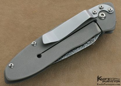 Zoe Crist Custom Knife Sole Authorship "Feather Damascus" & Machined Titanium Linerlock - Image 3