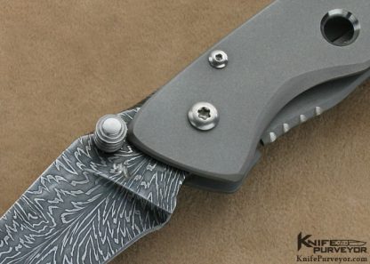 Zoe Crist Custom Knife Sole Authorship "Feather Damascus" & Machined Titanium Linerlock - Image 2