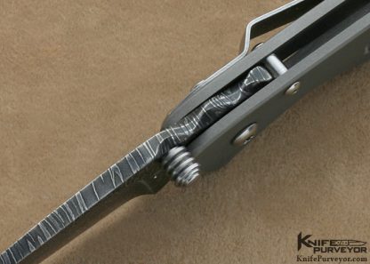 Zoe Crist Custom Knife Sole Authorship "Feather Damascus" & Machined Titanium Linerlock - Image 5