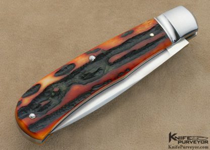 Mike Zscherny Custom Knives Amber Jigged Bone "Zulu" Slip Joint - Image 3