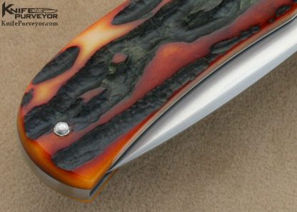 Mike Zscherny Custom Knives Amber Jigged Bone "Zulu" Slip Joint - Image 4