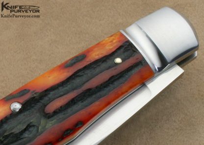 Mike Zscherny Custom Knives Amber Jigged Bone "Zulu" Slip Joint - Image 5