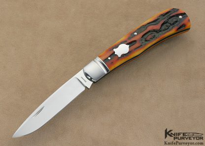 Mike Zscherny Custom Knives Amber Jigged Bone "Zulu" Slip Joint