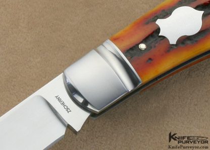 Mike Zscherny Custom Knives Amber Jigged Bone "Zulu" Slip Joint - Image 2
